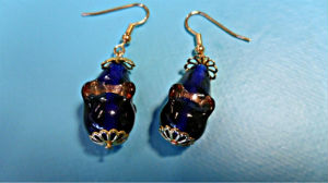 boucles d'oreilles, breloques en verre de murano bleu